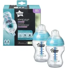 Tommee Tippee: Zaawansowane butelki przeciwkolkowe turkusowe, zestaw 2 szt., 260 ml (0 m+)