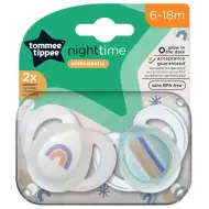 Tommee Tippee: Zestaw 2 nocnych ortodontycznych smoczków świecących w ciemności, różne warianty (6-18 miesięcy)
