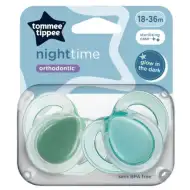 Tommee Tippee: Zestaw 2 świecących w ciemności ortodontycznych smoczków nocnych, różne warianty (18–36 miesięcy)