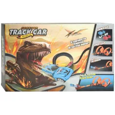 Tor wyścigowy: Zestaw torów wyścigowych z dinozaurami z 2 pętlami 360 stopni i 2 samochodzikami z napędem typu pull-back w skali 1/64 zdjęcie 3