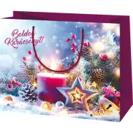 Torba prezentowa ekskluzywna średniej wielkości z napisem Wesołych Świąt 18x10x23cm
