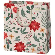 Torba prezentowa premium średniej wielkości z kwiatowym wzorem 18x23x10 cm.