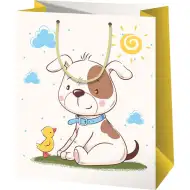 Torba prezentowa średnia z motywem psa i kurczaka 18x10x23 cm
