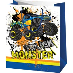 Torebka prezentowa z motywem Monster Truck, w standardowym rozmiarze 11x6x14 cm
