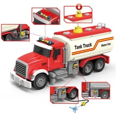 ToyStar cysterna do przewozu paliwa, czerwony samochód ciężarowy z efektami świetlnymi i dźwiękowymi, 36 cm zdjęcie 2