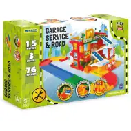 Trzypoziomowy garaż serwisowy z drogą i akcesoriami - Wader