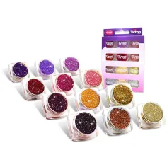 TyToo: Zestaw pyłu brokatowego w ciepłych kolorach 12 x 2,5 ml zdjęcie 2