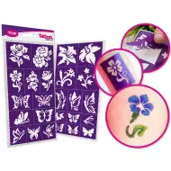 TyToo: Zestaw szablonów do brokatowych tatuaży Kwiaty 24 szt.