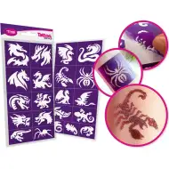 TyToo: Zestaw szablonów do tatuażu brokatowego - smoki i jaszczurki, 21 sztuk