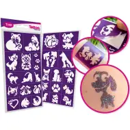 TyToo: Zestaw szablonów do tatuażu brokatowego psy i koty 27 szt.