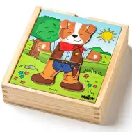 Ubieralna układanka drewniana z pieskiem 18-elementowa - Woodyland