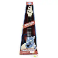 Ukulele rockowy z kostką do gry.
