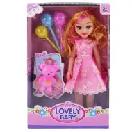 Urocza lalka Lovely Baby w różowej sukience z akcesoriami i dźwiękiem