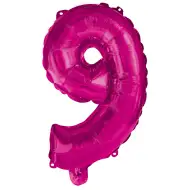 Wiele balonów foliowych w kolorze różowym – cyfra 9, 96 cm