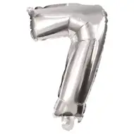 Wiele balonów foliowych w kolorze srebrnym – cyfra 7, 86 cm