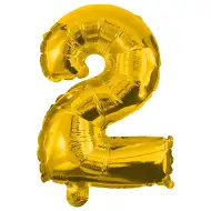 Wiele balonów foliowych w kolorze złotym – cyfra 2, 86 cm