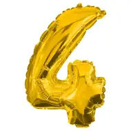 Wiele balonów foliowych w kolorze złotym – cyfra 4, 32 cm