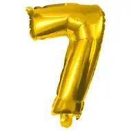 Wiele balonów foliowych w kolorze złotym – cyfra 7, 32 cm