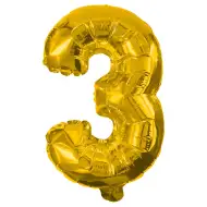 Wiele balonów foliowych w kolorze złotym – liczba 3, 32 cm