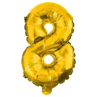 Wiele balonów foliowych w kolorze złotym – liczba 8, 32 cm