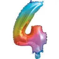 Wiele balonów foliowych w metalicznych kolorach tęczy – liczba 4, 34 cm