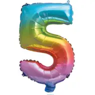 Wiele foliowych balonów w metalicznych kolorach tęczy – liczba 5, 34 cm