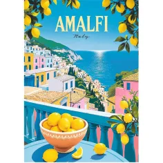 Włochy Amalfi plakaty vintage – puzzle Premium Plus, 1000 elementów - Trefl zdjęcie 2