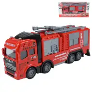 Wóz strażacki: Metalowy samochód strażacki na napęd z kołem zamachowym, 20 cm