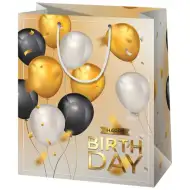 Wszystkiego Najlepszego! ekskluzywna duża torba prezentowa z złotymi balonami 26x13x33cm