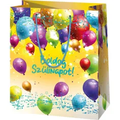 Wszystkiego najlepszego z okazji urodzin! Żółta ekskluzywna duża torba na prezenty 26x13x33 cm