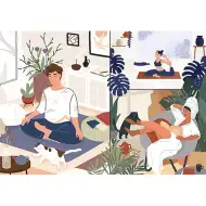 Yoga, Koty, Kawa Spokój umysłu 1000-elementowe puzzle UFT - Trefl