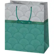 Z miłością! Elegancka duża torba prezentowa ze złotymi wstawkami 26x13x33cm.