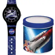 Zegarek analogowy NASA w metalowym pudełku ozdobnym