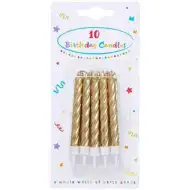Zestaw 10 skręconych złotych świec