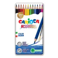 Zestaw 12 akwarelowych kredek w metalowym pudełku - Carioca