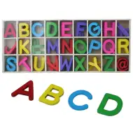 Zestaw 130 kolorowych drewnianych liter ABC