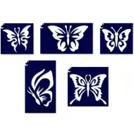 Zestaw 5 szablonów do tatuażu brokatowego „Motyl 2”