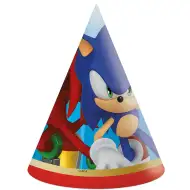 Zestaw 6 czapeczek na przyjęcie Sonic.