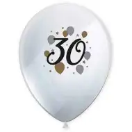 Zestaw 6 lateksowych balonów z nadrukiem „30 lat”