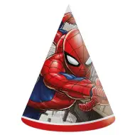 Zestaw 6 papierowych czapeczek imprezowych z motywem Spider-Mana