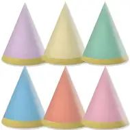 Zestaw 6 pastelowych mini czapeczek imprezowych.