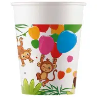 Zestaw 8 kubków papierowych z motywem wesołej dżungli, 200 ml.