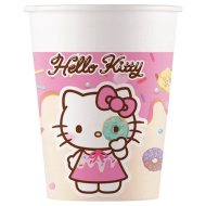 Zestaw 8 papierowych kubków Hello Kitty i Kuromi, 200 ml
