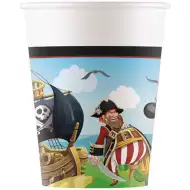 Zestaw 8 papierowych kubków w pirackim stylu, 200 ml