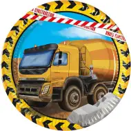 Zestaw 8 papierowych talerzy z motywem maszyn budowlanych, 20 cm