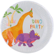 Zestaw 8 papierowych talerzyków Dino Party, 23 cm