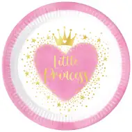 Zestaw 8 papierowych talerzyków "Mała Księżniczka" 23 cm