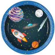 Zestaw 8 papierowych talerzyków kosmicznych, 20 cm