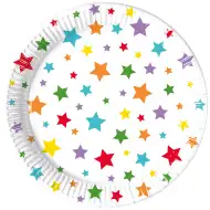 Zestaw 8 papierowych talerzyków w gwiazdki, 20 cm