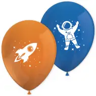 Zestaw 8 pomarańczowo-niebieskich balonów kosmicznych